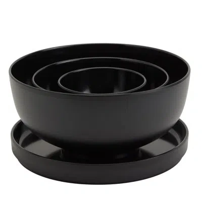 Infuse 4-piece Melamine Nesting Ramen Bowl Set With Plate/lid In Black