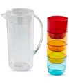 Infuse 5 Piece Acrylic Pitcher & Glasses Drinkware Set In Multi