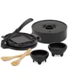 Infuse 6-piece Cast Iron Tortilla Press Set In Black
