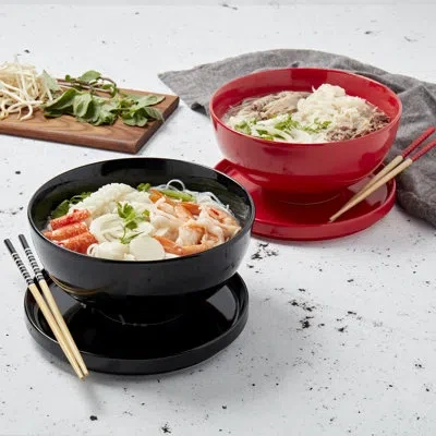 Infuse 8pc Ramen Bowl Set In Black;red