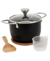 Infuse Asian Aluminium 5 Piece Rice Cooker Set In Black