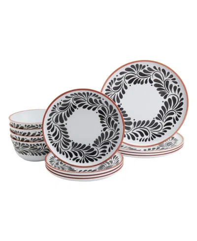 Infuse Melamine 12 Pc. Dinnerware Set, Service For 4 In Black