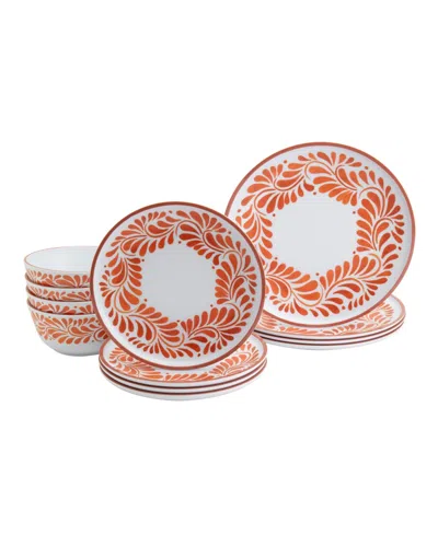 Infuse Melamine 12 Pc. Dinnerware Set, Service For 4 In Pink
