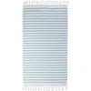 Infusezen Bask Striped Organic Turkish Towel With Soft Terry Cloth Back In Blue