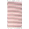 Infusezen Bask Striped Organic Turkish Towel With Soft Terry Cloth Back In Red