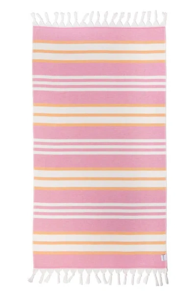 Infusezen Cove Striped Organic Turkish Towel With Soft Terry Cloth Back In Multi