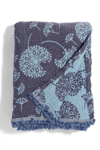 Infusezen Dandelion Reversible Organic Muslin Blanket In Blue