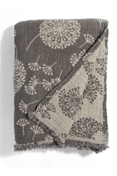 Infusezen Dandelion Reversible Organic Muslin Blanket In Gray