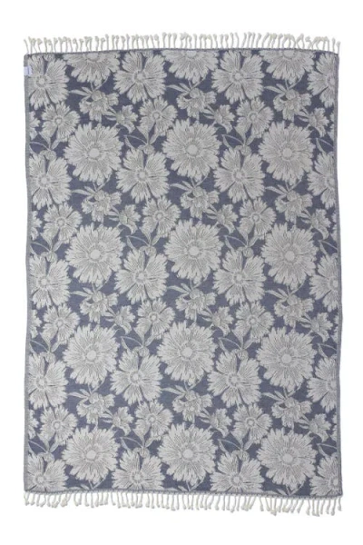 Infusezen Garden Flower Organic Cotton Medium Weight Throw Blanket In Blue