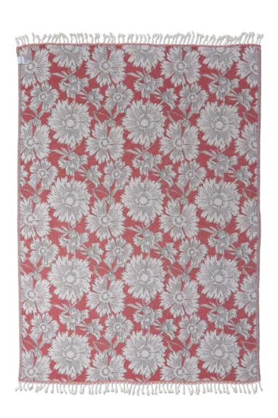 Infusezen Garden Flower Organic Cotton Medium Weight Throw Blanket In Red