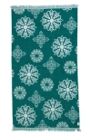 Infusezen Geometric Floral Organic Cotton Full Terry Turkish Towel In Green