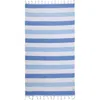 Infusezen Kapris Striped Organic Turkish Towel With Soft Terry Cloth Back In Blue