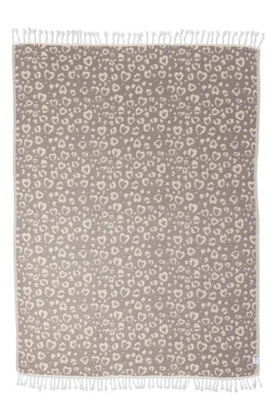 Infusezen Leopard Heart Organic Cotton Medium Weight Throw Blanket In Brown