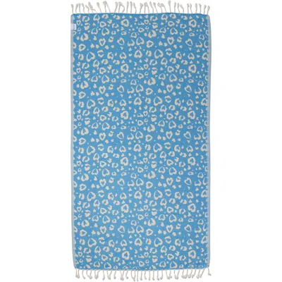 Infusezen Leopard Heart Organic Turkish Towel In Blue