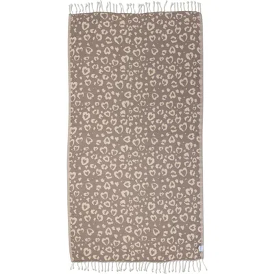 Infusezen Leopard Heart Organic Turkish Towel In Brown