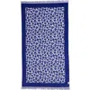 Infusezen Leopard Print Organic Cotton Full Terry Turkish Towel In Blue