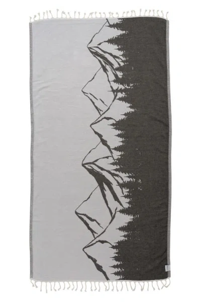 Infusezen Mountain 100% Cotton Reversible Turkish Towel In Black