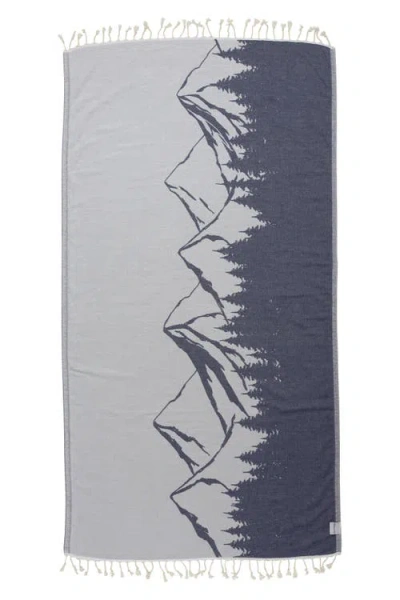 Infusezen Mountain 100% Cotton Reversible Turkish Towel In Blue