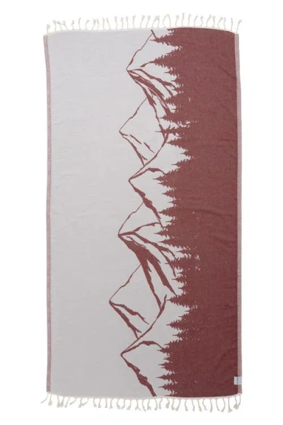 Infusezen Mountain 100% Cotton Reversible Turkish Towel In Burgundy