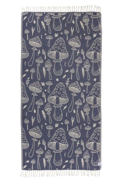 Infusezen Mushroom Sand Resistant Organic Turkish Towel In Blue