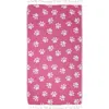 Infusezen Paw Print Organic Cotton Turkish Towel In Pink