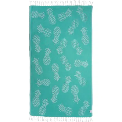 Infusezen Pineapple Organic Sand Free Turkish Towel In Green