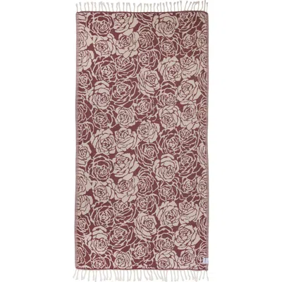 Infusezen Rose Sand Resistant Organic Turkish Towel In Burgundy