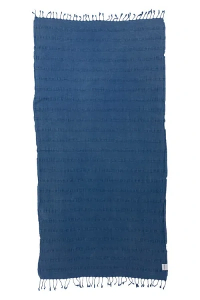 Infusezen Stonewashed Organic Cotton Turkish Towel In Blue