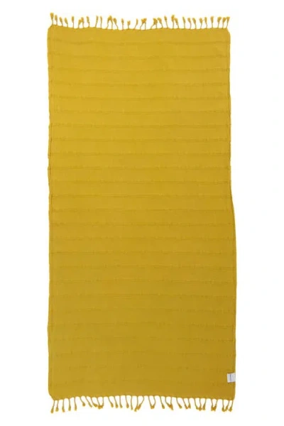 Infusezen Stonewashed Organic Cotton Turkish Towel In Yellow
