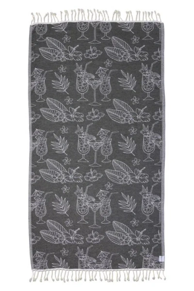 Infusezen Tropical Drink Organic Turkish Towel In Black