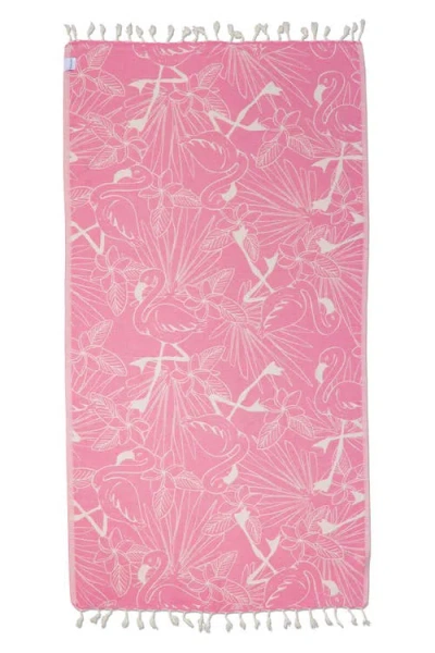 Infusezen Tropical Flamingo Organic Turkish Towel In Pink