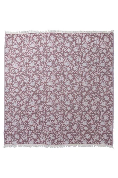Infusezen Whimsical Flower Organic Reversible Muslin Blanket In Burgundy