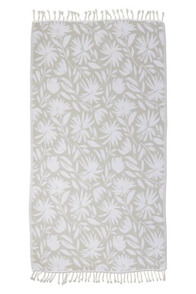 Infusezen Whimsical Flower Organic Turkish Towel In Gray