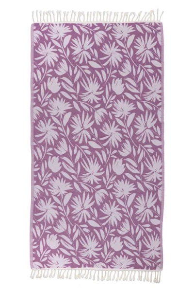 Infusezen Whimsical Flower Organic Turkish Towel In Purple