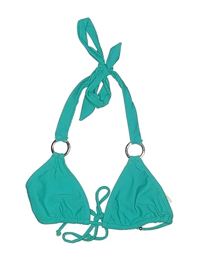 Pre-owned Ingear Swimsuit Top Teal Solid Pattern Swimwear In Blue