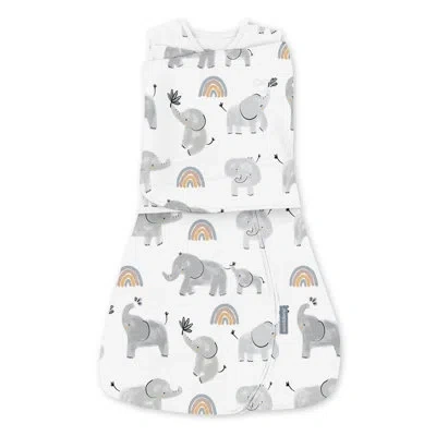 Ingenuity Swaddleme By  Arms Free Convertible Swaddle - Happy Elephant In White;gray