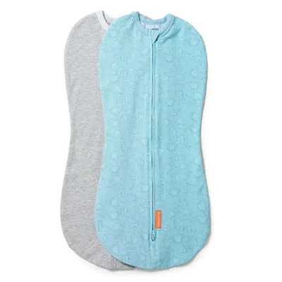 Ingenuity Swaddleme By  Compression Baby Swaddle Pod, Two-way Zipper, 0-2 Months, 1.0 Tog, 2-pack - D In Blue,gray