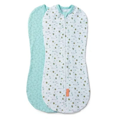 Ingenuity Swaddleme By  Compression Baby Swaddle Pod, Two-way Zipper, 0-2 Months, 1.0 Tog, 2-pack - L In Blue,white
