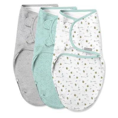Ingenuity Swaddleme By  Easy Change Baby Swaddle, Size 0-3 Months, 7-14 Pounds, Easy Change Zipper -  In Blue,gray