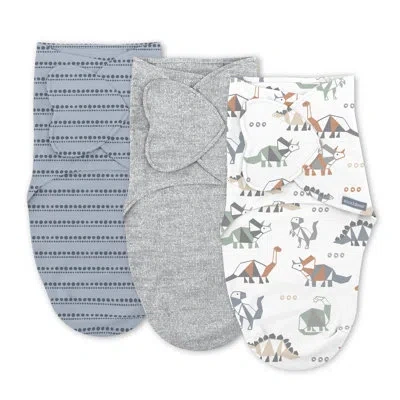 Ingenuity Swaddleme By  Monogram Collection Baby Swaddle, 100% Cotton, 0-3 Months, 1.0 Tog, 3-pack -  In Blue,gray,white