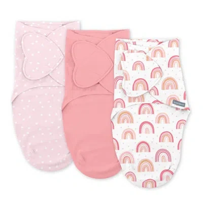 Ingenuity Swaddleme By  Monogram Collection Baby Swaddle, 100% Cotton, 0-3 Months, 1.0 Tog, 3-pack -  In Pink,white