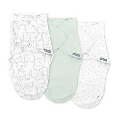 Ingenuity Swaddleme By  Monogram Collection Baby Swaddle, 100% Cotton, 0-3 Months, 1.0 Tog, 3-pack -  In White,green