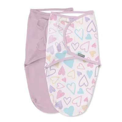 Ingenuity Swaddleme By  Original Swaddle For Baby, 100% Cotton, 0-3 Months, 1.0 Tog, 2-pack - I Heart In Pink,purple