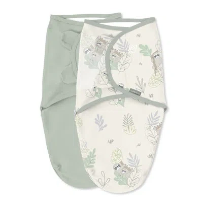 Ingenuity Swaddleme By  Original Swaddle For Baby, 100% Cotton, 0-3 Months, 1.0 Tog, 2-pack - Peekabo In Green,white
