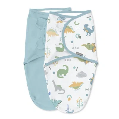 Ingenuity Swaddleme By  Original Swaddle For Baby, 100% Cotton, 0-3 Months, 1.0 Tog, 2-pack - Tropica In Blue,green,white