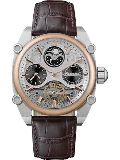 Pre-owned Ingersoll I15401 Mens Watch Varsity Dual Time Automatic 45mm 5atm