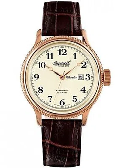 Pre-owned Ingersoll Rand Ingersoll // In8004rcr Charles Beige Dial Rose Gold Automatic Watch