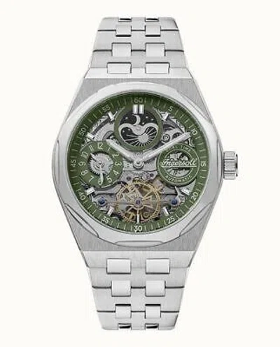 Pre-owned Ingersoll The Broadway Green Skeleton Dial Automatic Dress Men's Watch I12905