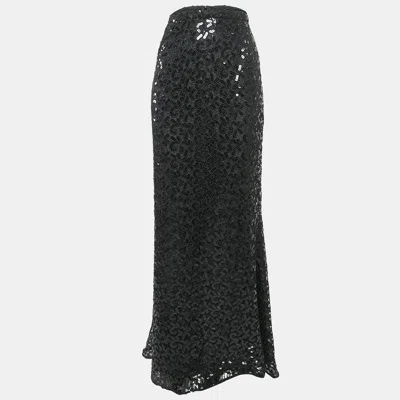 Ingie Paris Black Sequin Lace Maxi Bropai Skirt