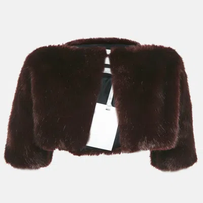Pre-owned Ingie Paris Burgundy Faux Fur Simfur Jacket S